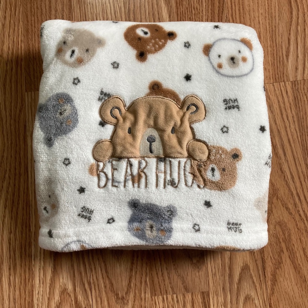 Duck Duck Goose Bear Hugs Baby Blanket Bears Brown Gray 37 x 28